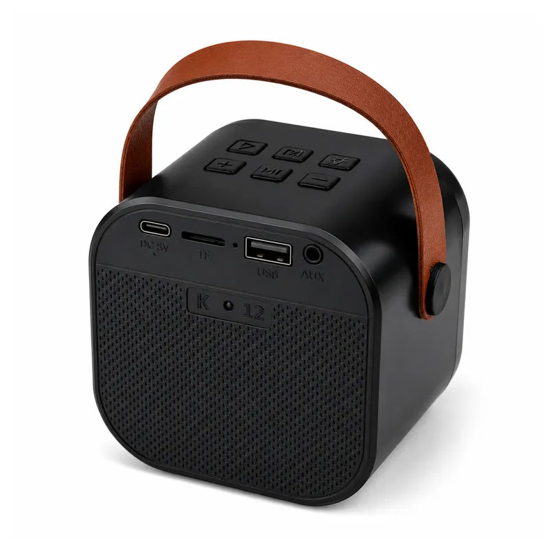 Zestaw Do Karaoke Głośnik Bluetooth Dwa Mikrofony Światła LED - Czarny