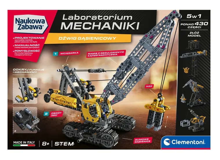 Naukowa Zabawa Laboratorium Mechaniki Dźwig Gąsienicowy Język Polski CLEMENTONI 50402