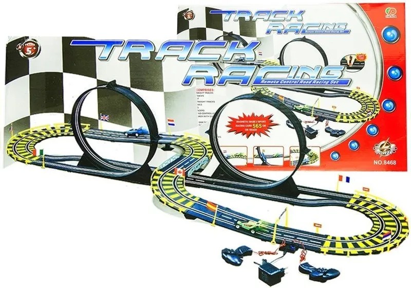 Tor Samochodowy Track Racing Dwa Auta Pętle Zasilacz 565 cm