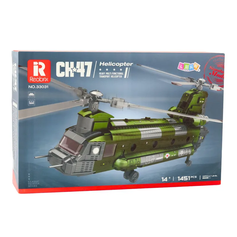Zestaw Klocków Konstrukcyjnych Helikopter Wojskowy CH-47 Chinook 1451 el