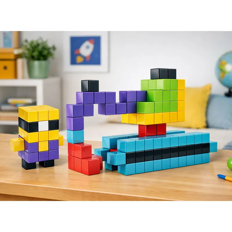 Klocki Magnetyczne Konstrukcyjne Kostki Bloczki 3D Kolorowe 96 el