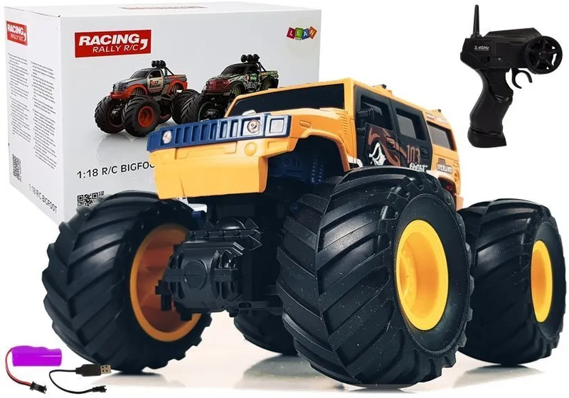 Auto Terenowe Duże Koła Bigfoot Zdalnie Sterowany 2.4G 1:18 - Żółty