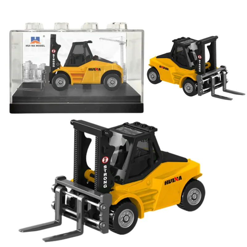 Wózek Widłowy Metalowy Model Kolekcjonerski Huina 1:80 - Żółty