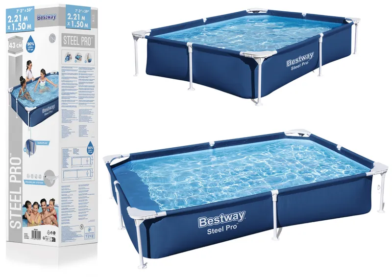 Basen Ogrodowy Stelażowy 221x150x43 cm BESTWAY 56401