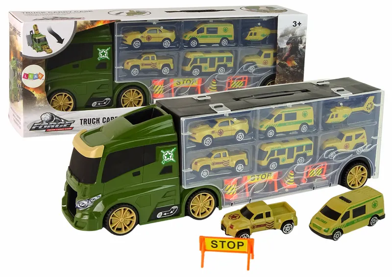 Zestaw Militarny Wojskowy Auto Ciężarówka Resoraki Walizka Na Auta