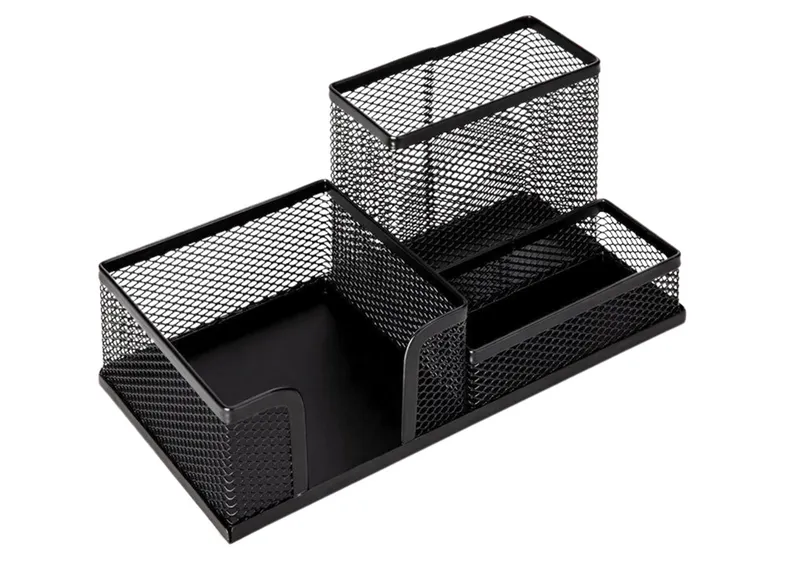 Pojemnik Organizer Na Przybory Biurowe Metalowy - Czarny