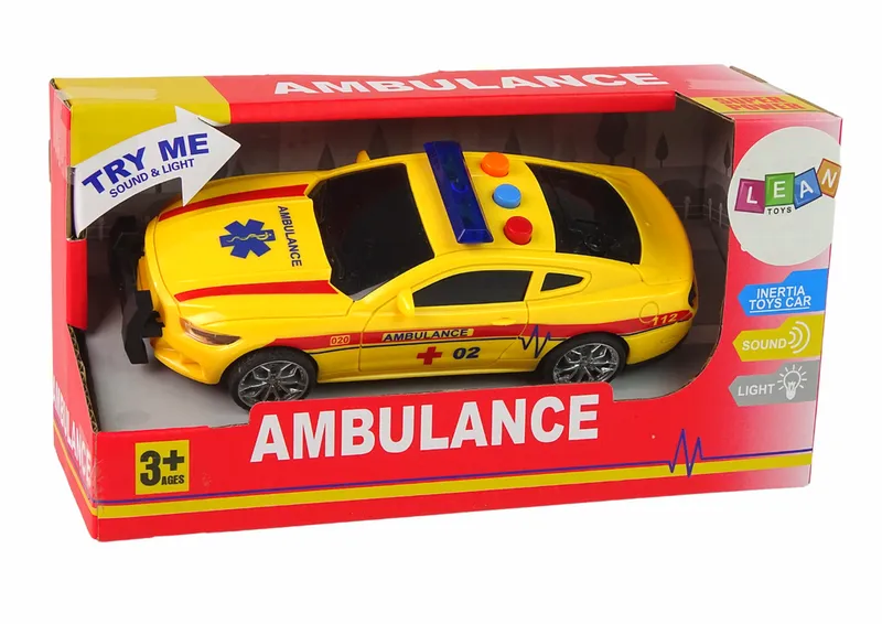 Sportowe Auto Ambulans Światła Dźwięk Napęd - Żółty