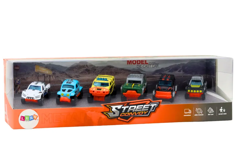 Zestaw Metalowych Autek Terenowych 1:64 6 Sztuk
