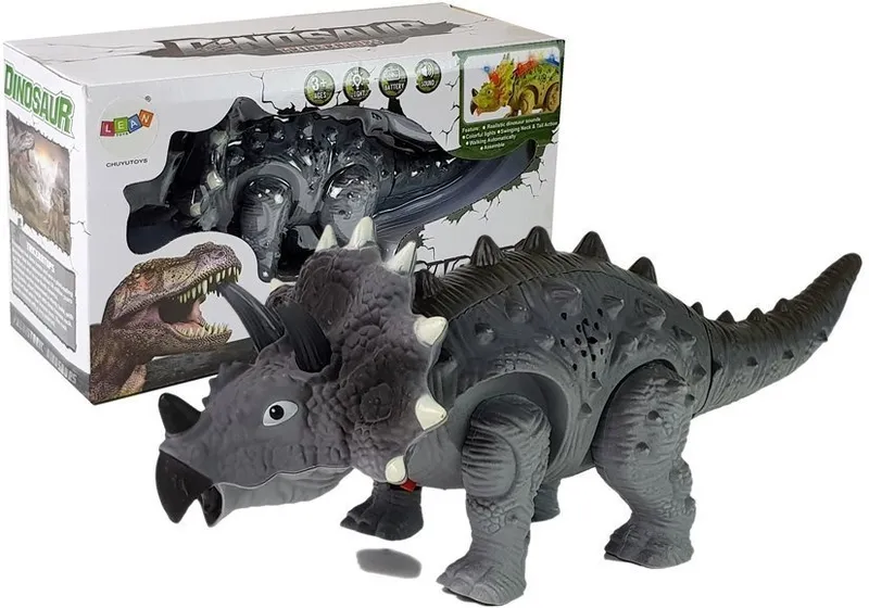 Dinozaur Na Baterie Triceratops - Szary
