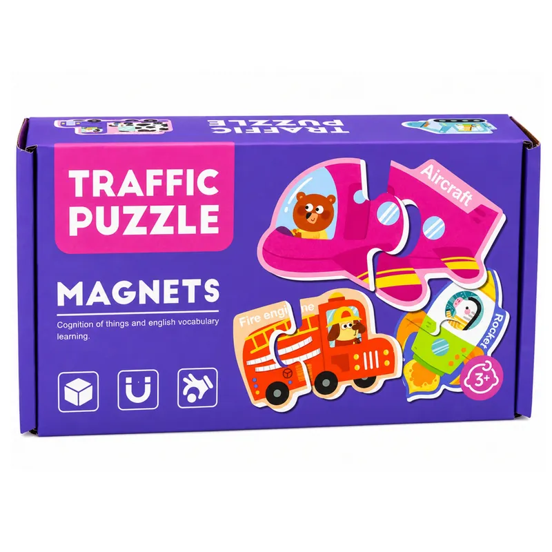 Puzzle Magnetyczne Pojazdy Nauka Środków Transportu Zestaw 30 el