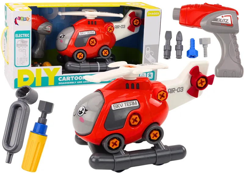Helikopter Kreskówkowy Do Skręcania DIY - Czerwony