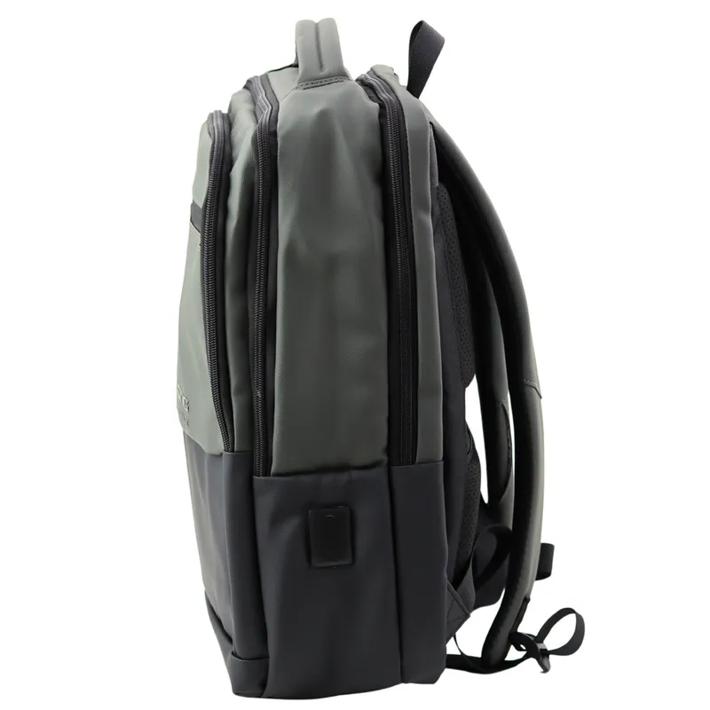 Plecak Miejski Biznesowy USB Kieszeń Na Laptopa Czarno Szary 16l 41cm