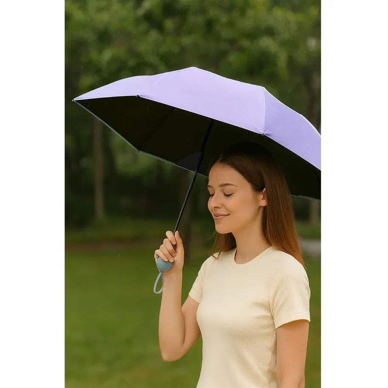 Parasolka Kieszonkowa Składana Z Ochroną UV UPF 50+ Etui 90 cm - Fioletowa
