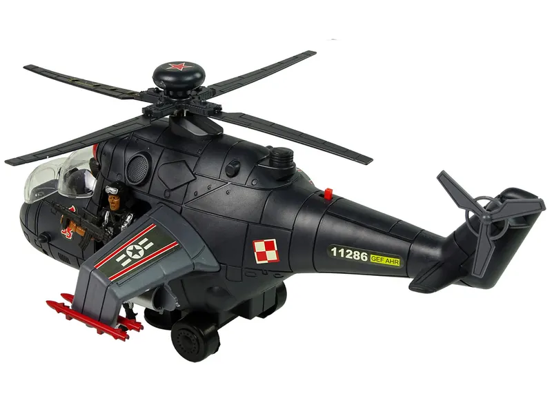 Helikopter Ogromne Skrzydła Światła Dźwięk Obraca Się - Czarny