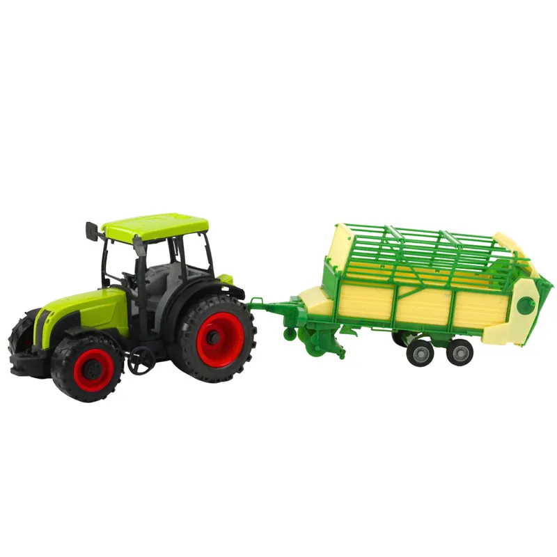 Traktor Rolniczy Farmerski Z Zielono-Żółtą Przyczepą 50cm - Zielony
