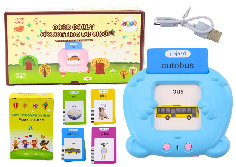 Tablet Do Kart Edukacja Nauka Języka Polski Angielski 224 Słowa - Niebieski