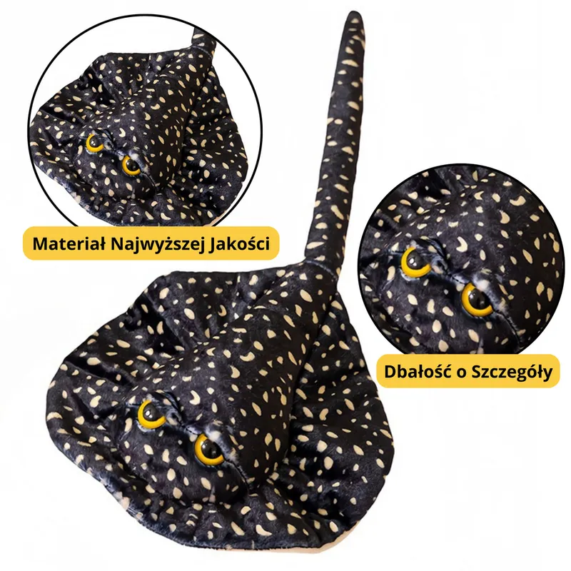 Maskotka Pluszowa Płaszczka Przytulanka W Kropki 50cm - Czarna