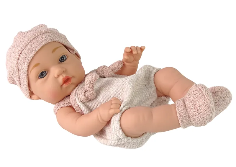 Lalka Słodki Bobas Sweter Czapeczka 30 cm - Różowa
