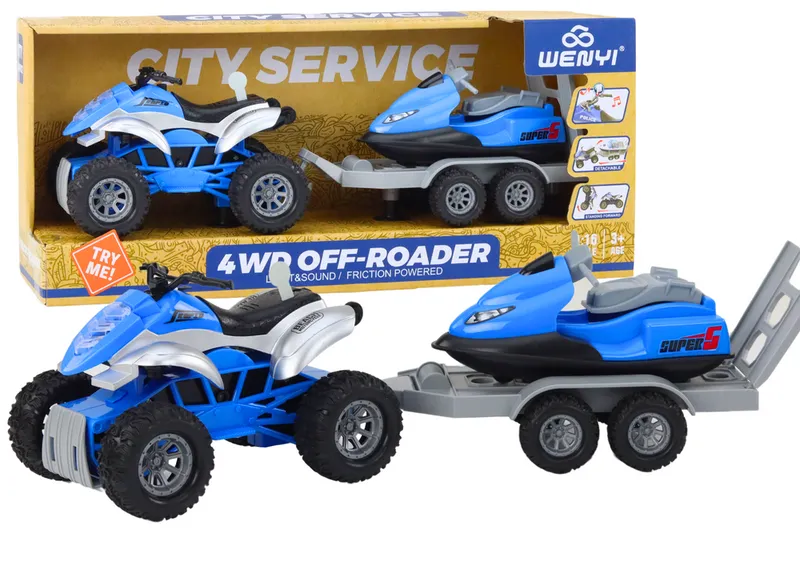Quad Z Przyczepą Do Przewozu Łodzi Oraz Skuterem Wodnym