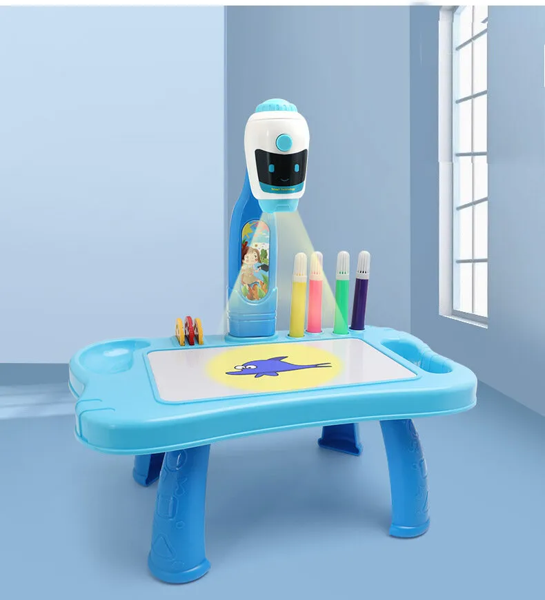 Mini Projektor Robot Stolik 2w1 Akcesoria - Niebieski