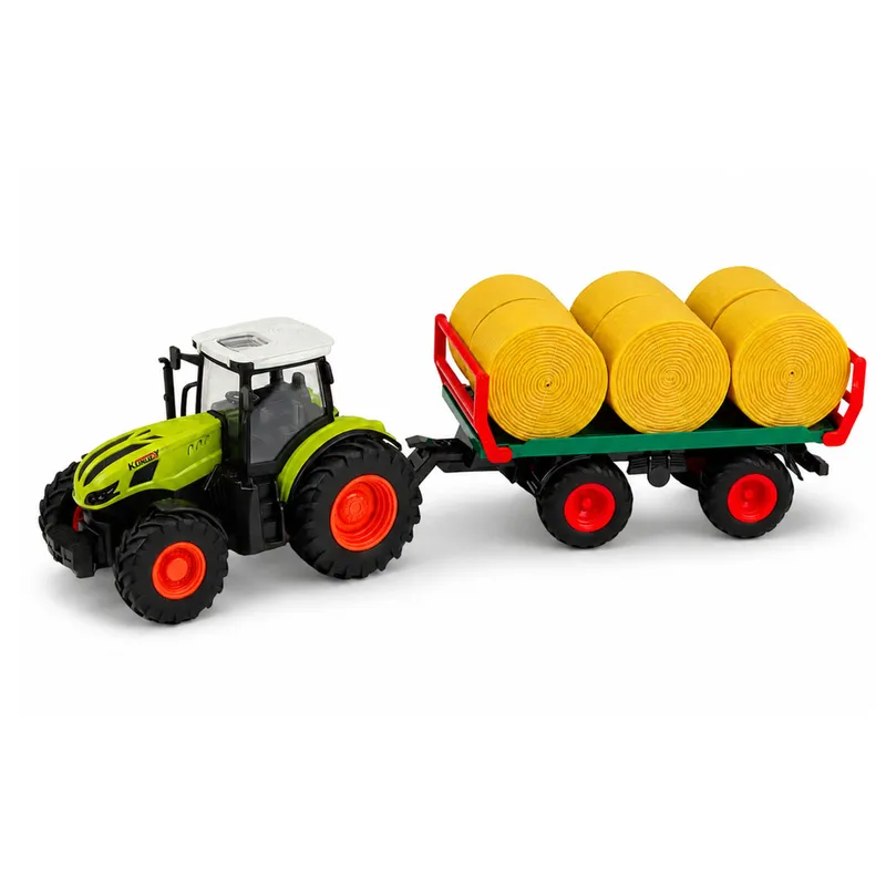 Traktor Rolniczy Zdalnie Sterowany RC Z Przyczepą Bale Siana Światła 1:24