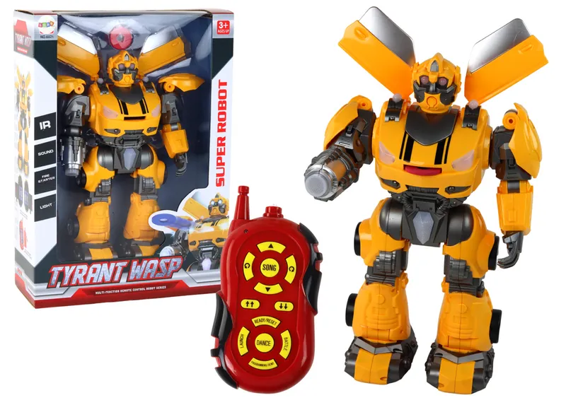 Duży Robot Zdalnie Sterowany R/C Dźwięk Światła - Żółty