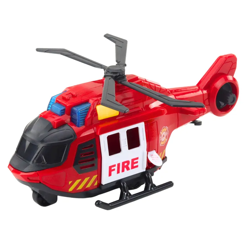Zestaw Helikopter Samochód Strażacki Straż Pożarna Światła Dźwięki