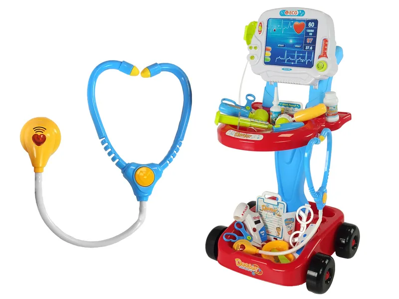 Zestaw Lekarski Na Wózku Stolik Lekarski Dla Dzieci Doktor EKG 17 el