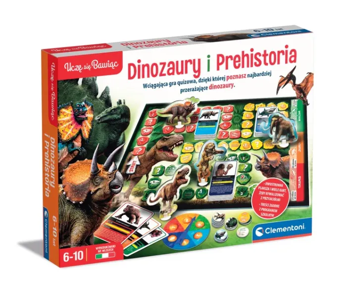 Gra Planszowa Quiz Dinozaury I Prehistoria Epoka Lodowcowa Uczę Się Bawiąc Język Polski CLEMENTONI 50804