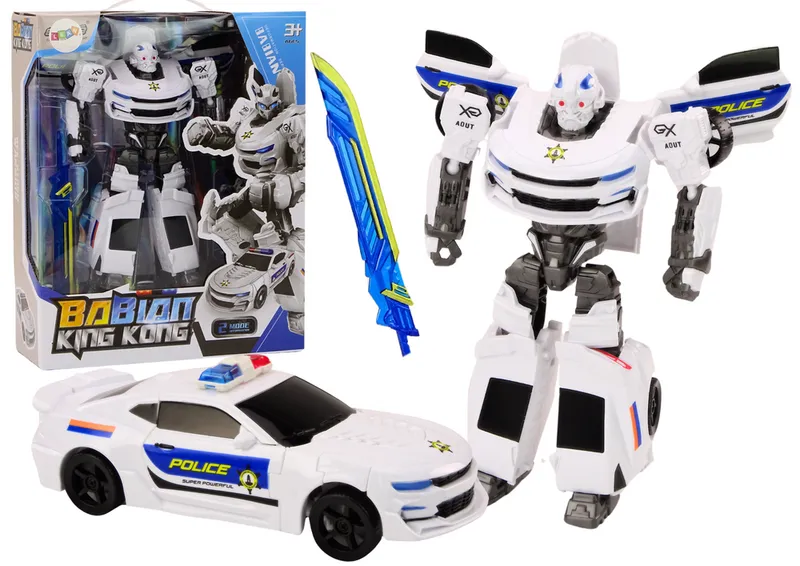 Auto-Robot 2w1 Transformacja Samochód Policyjny - Biały