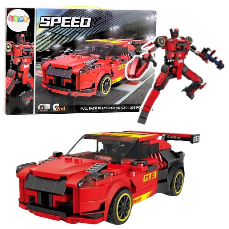 Klocki Konstrukcyjne Robot Auto 2w1 GT3 335 el - Czerwony