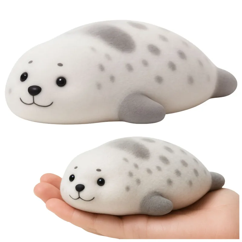 Gniotek Silikonowy Foka Z Sierścią Miękka Do Ugniatania 12 cm - Szara