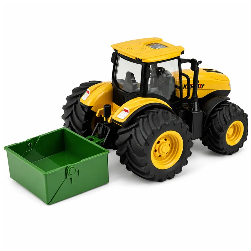 Traktor Rolniczy Farmerski Z Rozsiewaczem Nawozu Światła Dźwięk 1:24 - Żółty