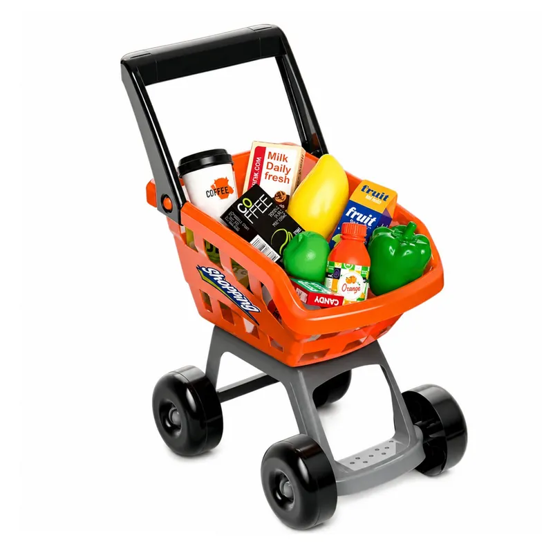 Duży Supermarket Kasa Sklepowa Wózek Skaner Akcesoria Światła Dźwięki 60el