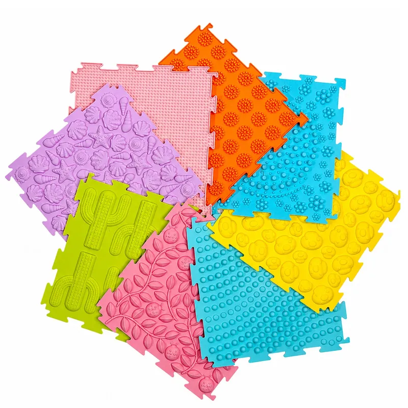 Sensoryczne Puzzle Silikonowe Mata Ścieżka Sensoryczna Kolorowe 25 cm 12el