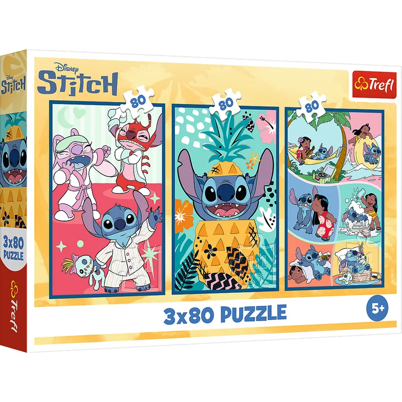 Puzzle - 3x80 - Świat Stitcha - TREFL 34885