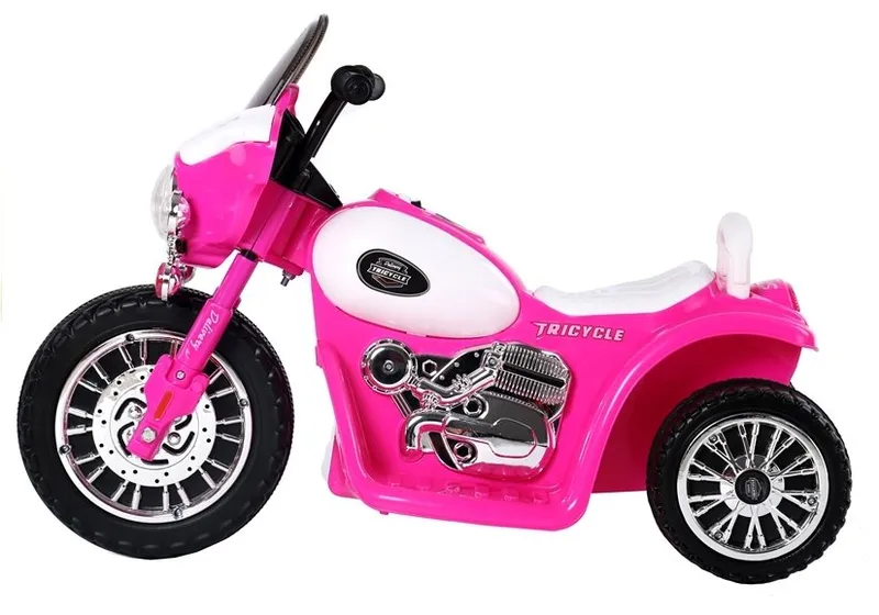 Motor Na Akumulator Trójkołowy JT568 Policja Dla Dzieci LED Ciemnoróżowy
