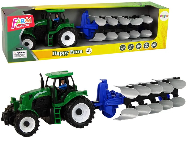 Traktor Z Pługiem Farma - Zielony