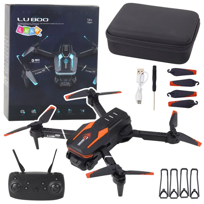 Dron Zdalnie Sterowany LU800 Kamera Światła LED - Pomarańczowy