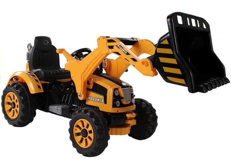 Traktor Na Akumulator Z Łyżką Koparka - Pomarańczowy