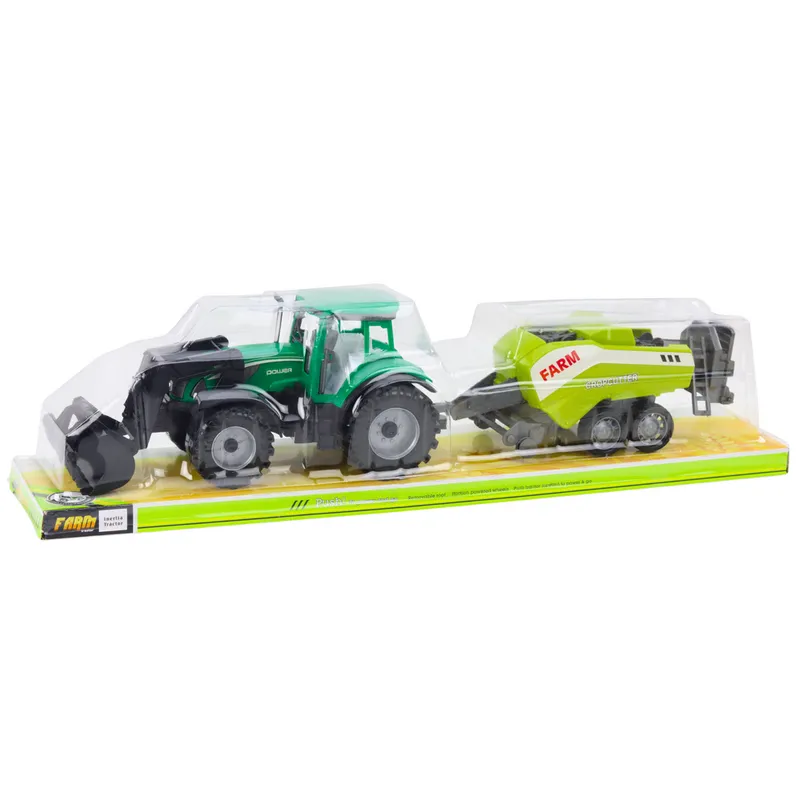 Zestaw Traktor Z Ładowaczem I Prasą Rolniczą - Zielony