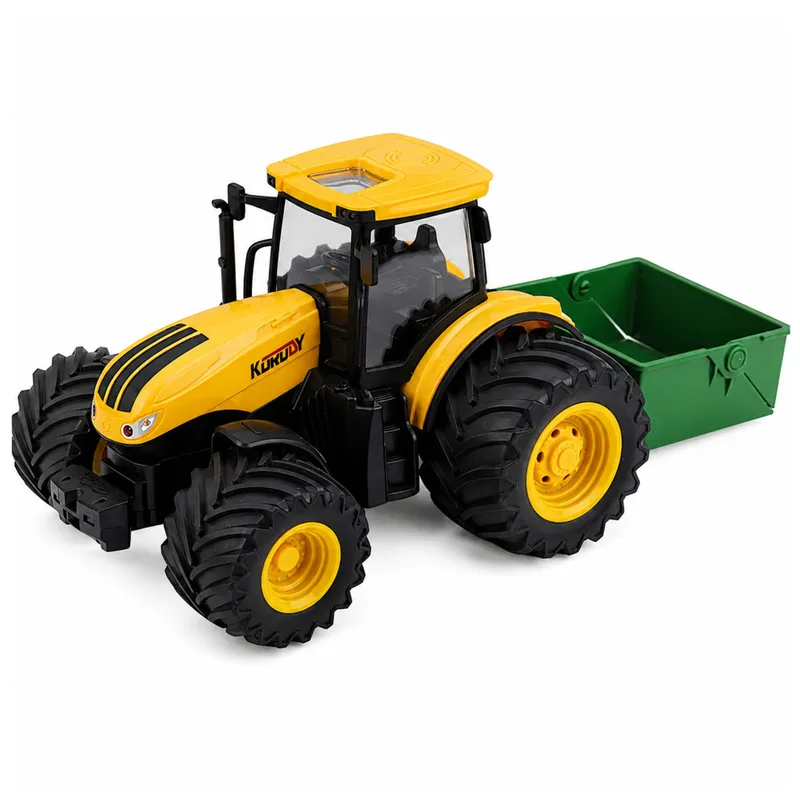 Traktor Rolniczy Farmerski Z Rozsiewaczem Nawozu Światła Dźwięk 1:24 - Żółty