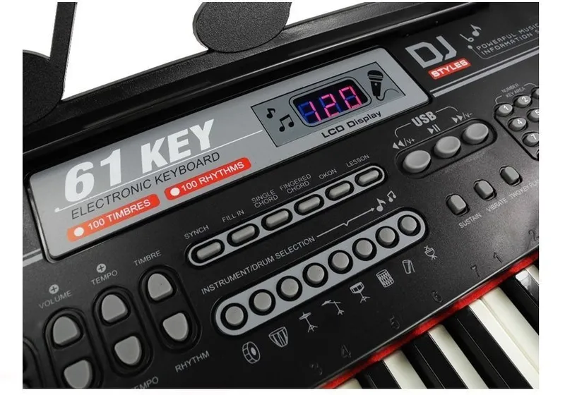 Keyboard Organy 328-06 Mikrofon Zasilacz - Czarny