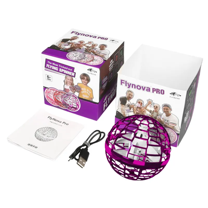 Latająca Wirująca Kula Flynova Sterowana Ręką LED 10 cm - Różowa