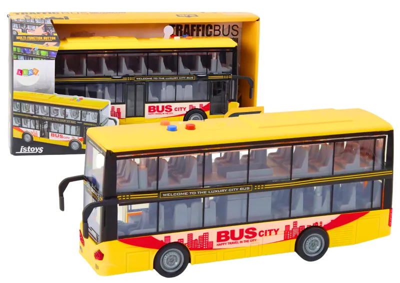 Autobus Piętrowy 1:16 Światła Dźwięki Napęd Frykcyjny - Żółty