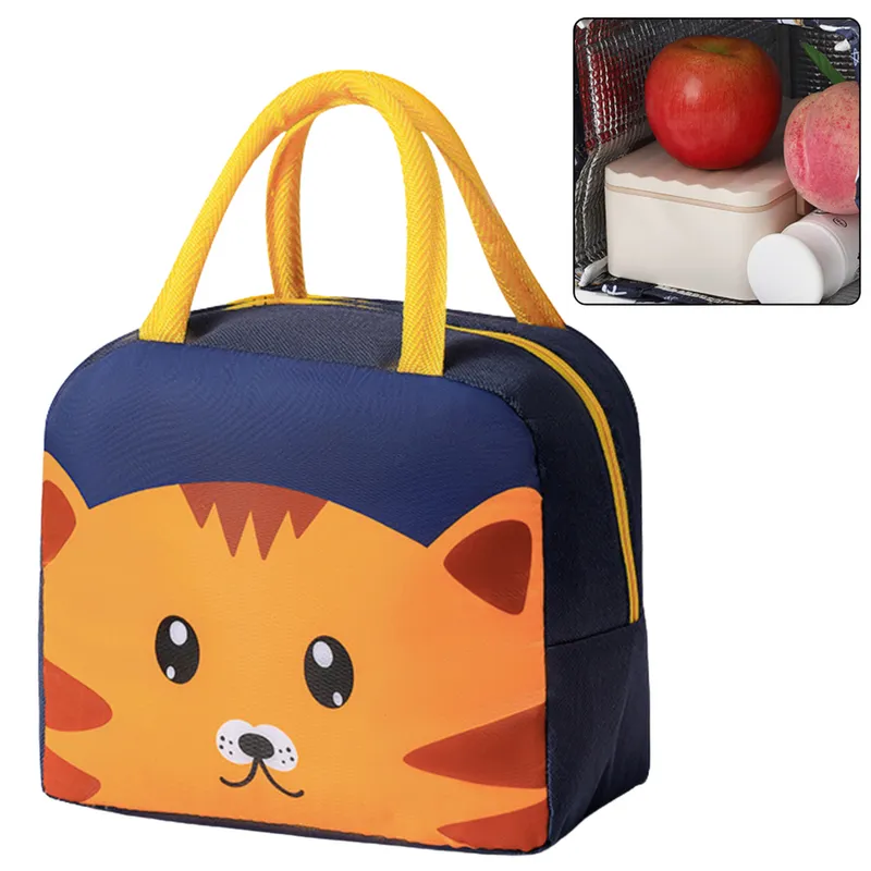 Torba Termiczna Izolacyjna Śniadaniowa Lunch Bag Kot 23cm - Granatowa