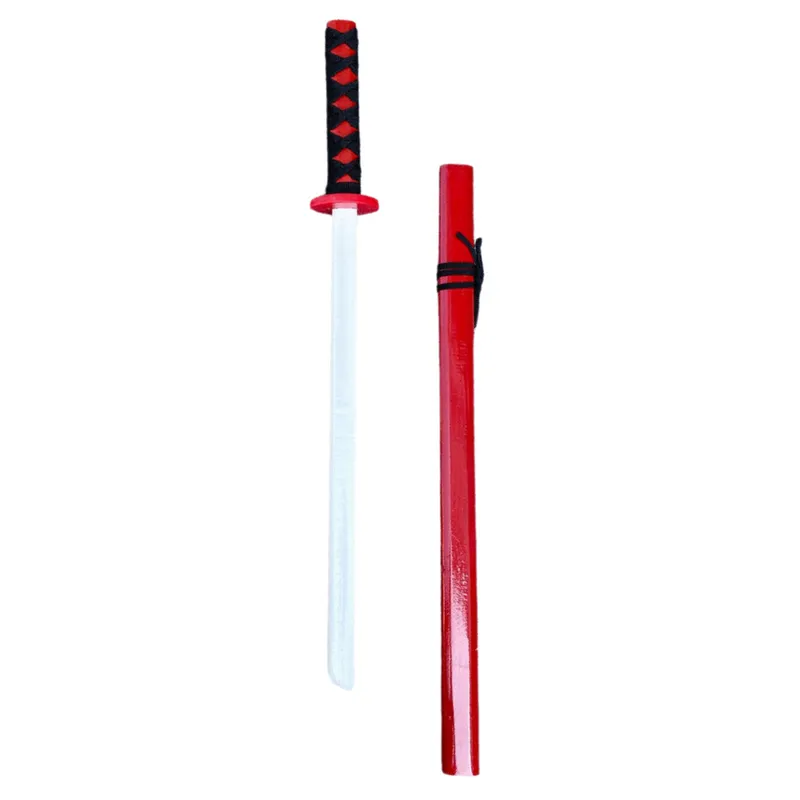 Drewniana Katana Miecz Do Zabawy Treningu Rekwizyt 70cm - Czerwony