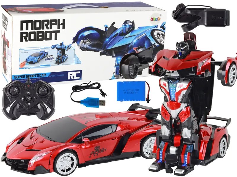 Samochód- Robot Transformacja R/C 1:10 Sterowanie Gestami - Czerwony
