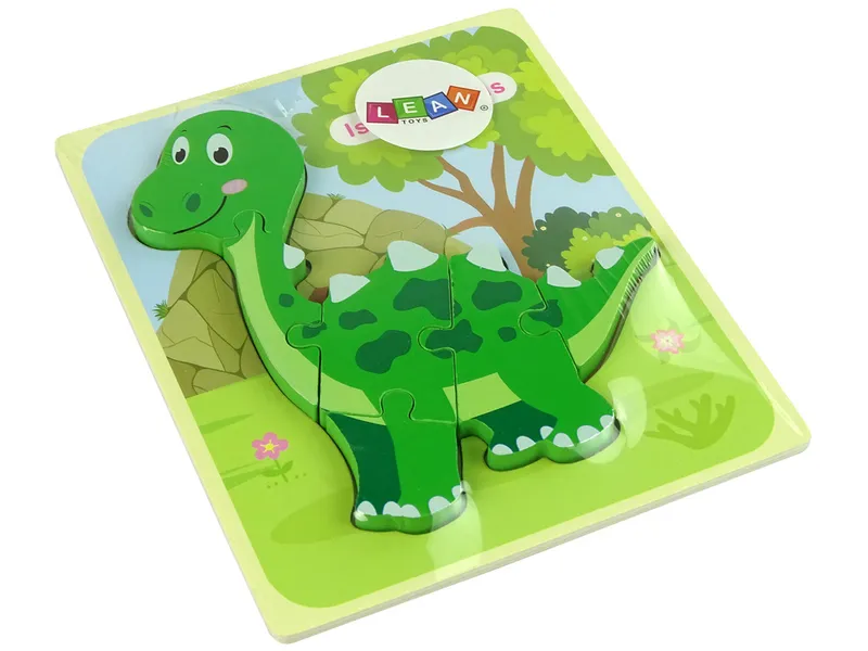 Drewniane Puzzle Dinozaur Isanosaurus Tyranosaurus - Zielony