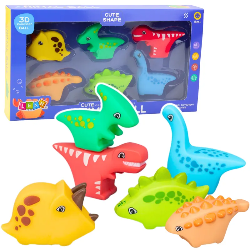 Zestaw Zabawek Do Kąpieli Dinozaury Gumowe Kolorowe 6szt